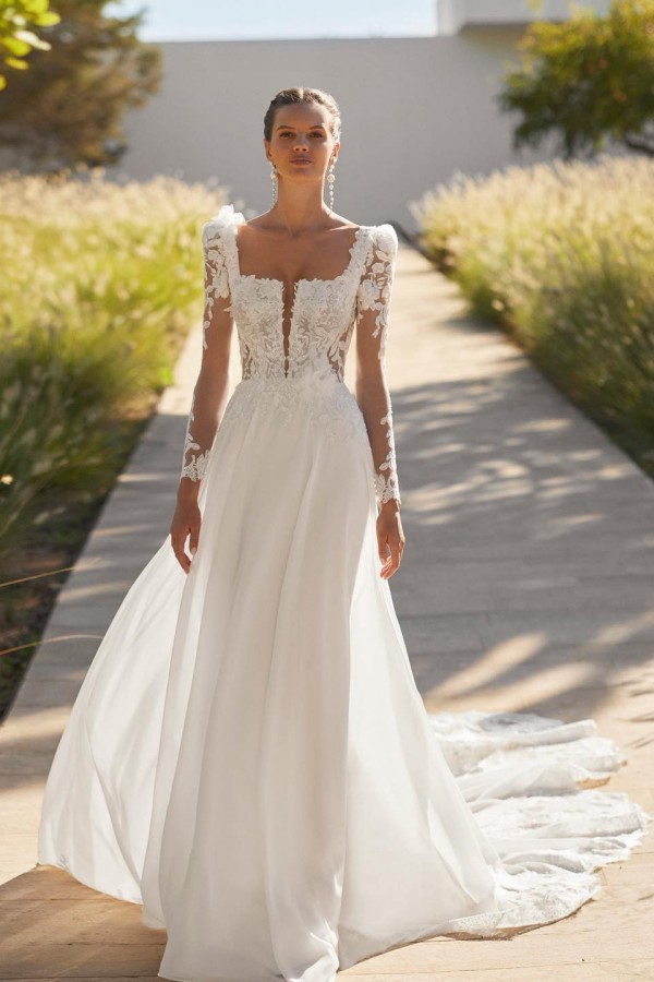 Vintage Hochzeitskleider Strand Boho Brautkleider Chiffon mit Ärmel