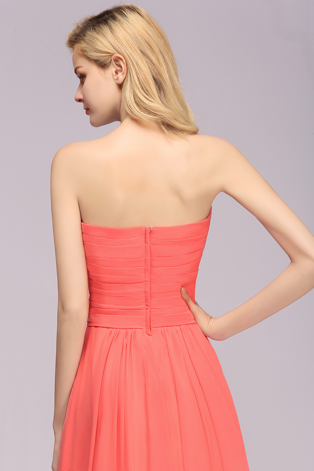 Organge Brautjungfernkleider Lang Günstig | Chiffon Kleider Online