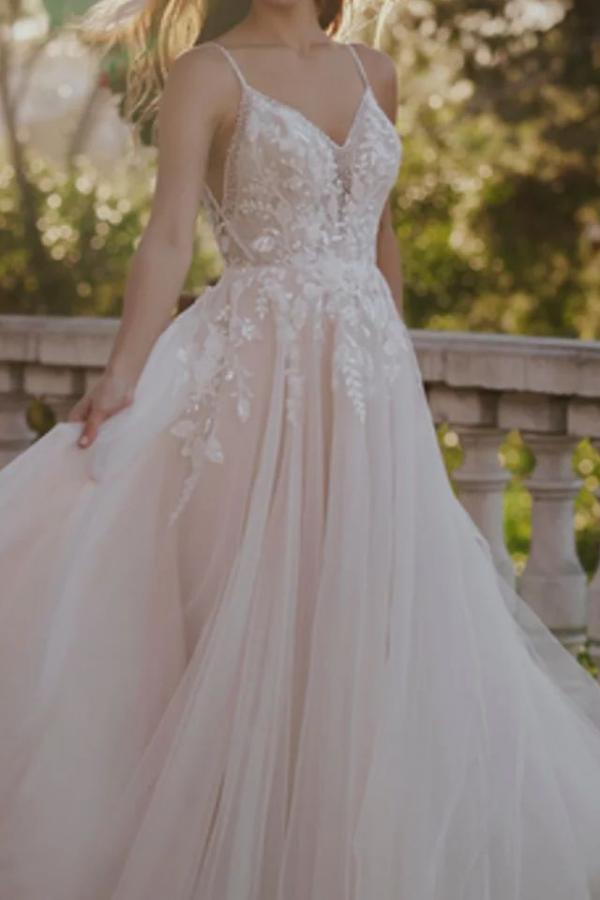 Elegante Hochzeitskleider Boho | Brautkleider A Linie mit Spitze