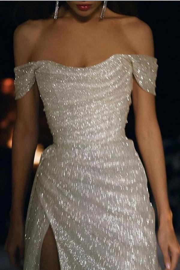 Schlichte Brautkleider Glitzer | Hochzeitskleider Meerjungfrau Günstig