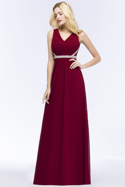 Designer Abendkleid Lang V Ausschnitt | Rote Abiballkleider Günstig