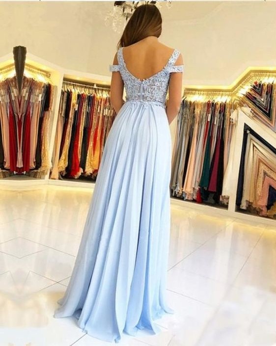 Blaue Chiffon Abendkleider Lang Günstig Eutui Abiballkleider Abendmoden-Misshow.de
