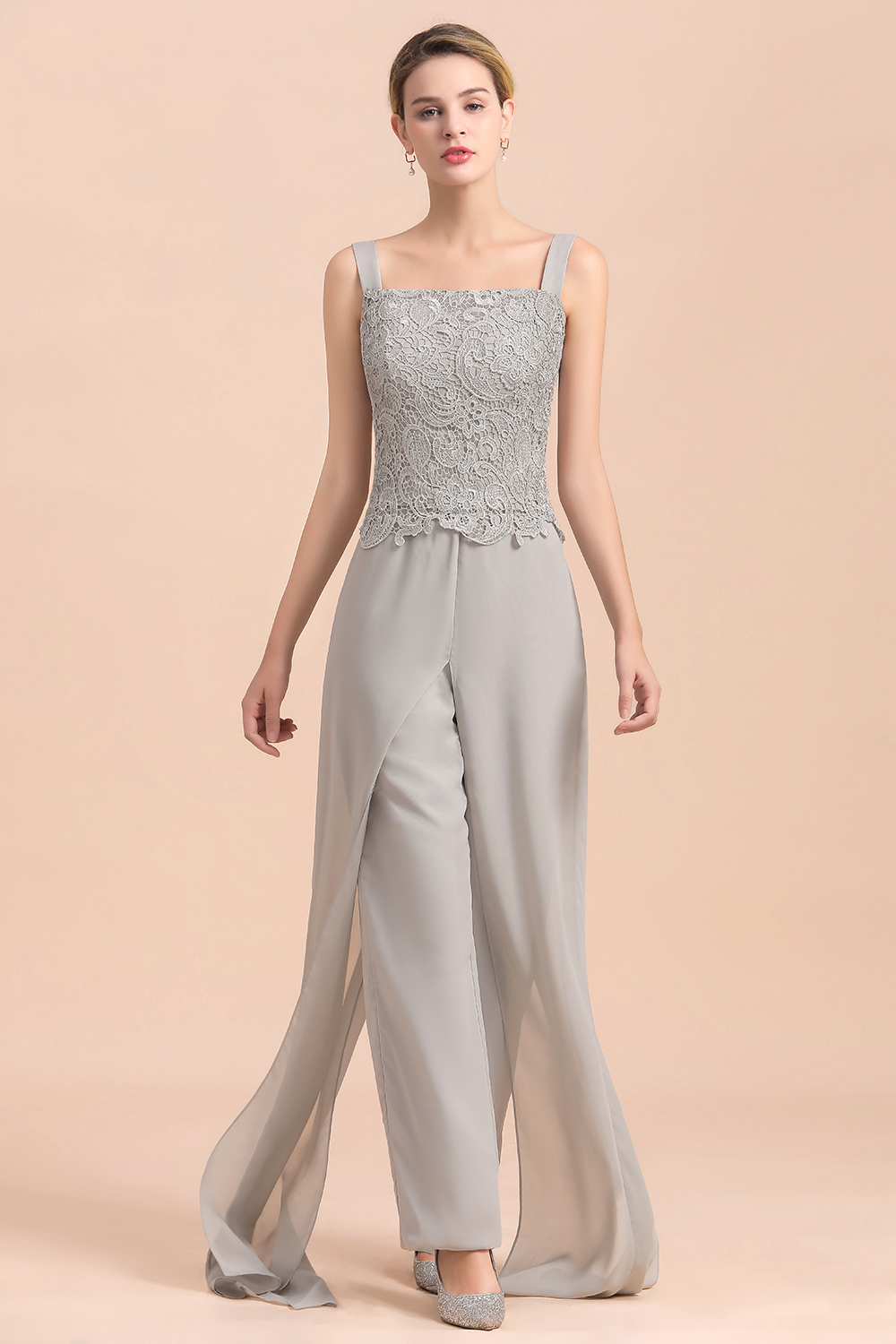 Silber Brautmutterkleid mit Jacket | 3 Teilige Brautmutterkleider
