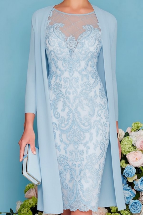 Designer Brautmutterkleider Rosa | 2 Teilige Spitze Kleider Brautmutter