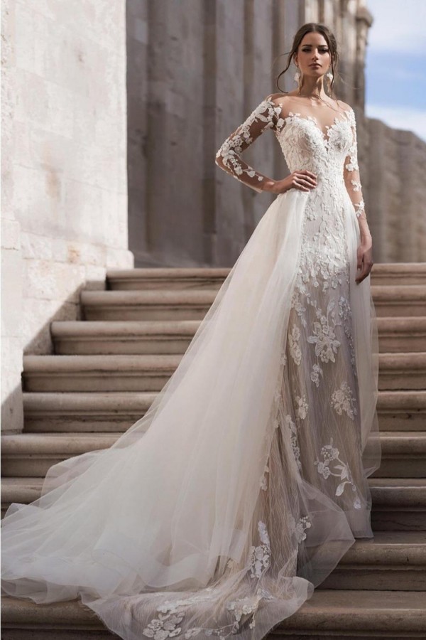Elegante Brautkleider A Linie | Hochzeitskleider Spitze Günstig