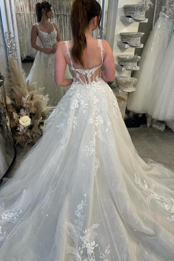 Schöne Brautkleider Creme | Hochzeitskleider A Linie Spitze