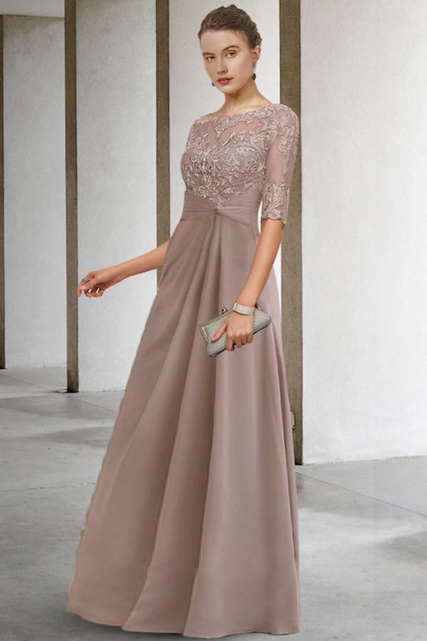 Brautmutterkleider Lang Grün | Chiffon Kleider für Brautmutter-Misshow.de