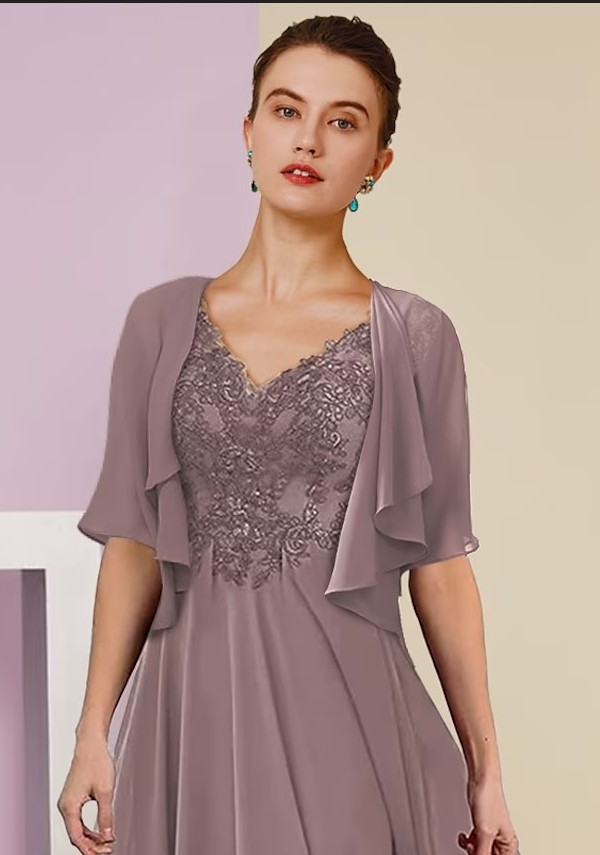 Rosa Brautmutterkleid mit Spitzer | Mutterkleid mit Jacket-Misshow.de