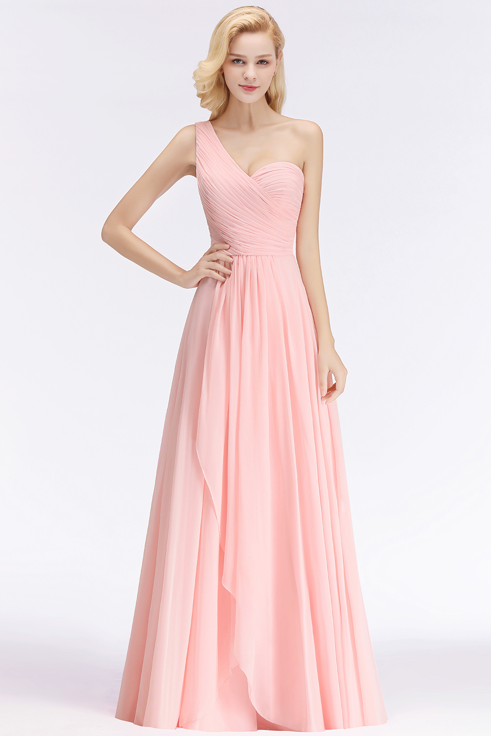 Elegante Rosa Brautjungfernkleider Günstig Chiffon Etuikleider Online