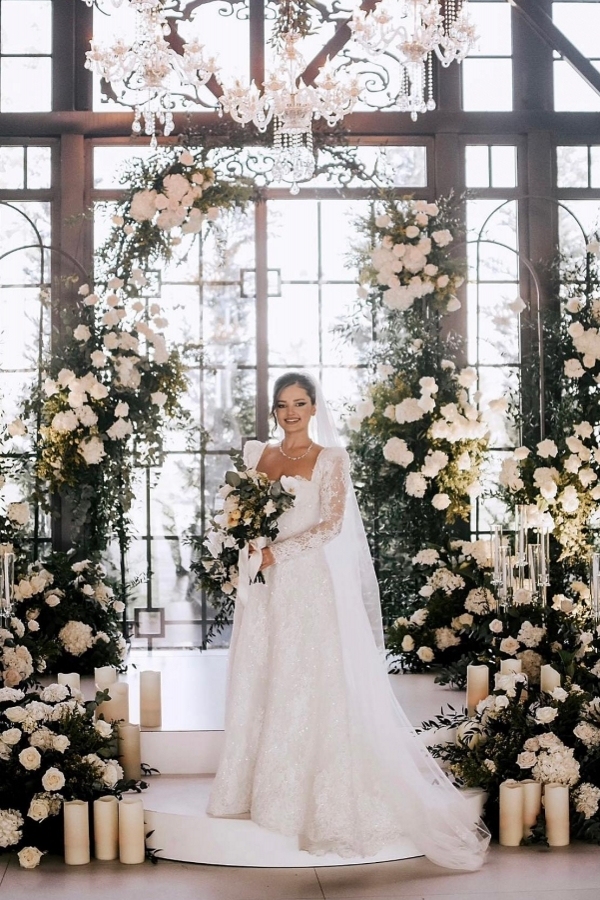 Schönes Hochzeitskleid A Linie | Brautkleid mit Ärmel