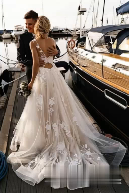 Wunderschöne Brautkleider A Linie Spitze | Hochzeitskleider Online Günstig