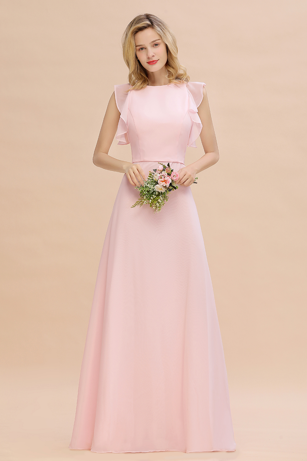 Rosa Bruatjungfernkleider Chiffon | Kleider Brautjungfer Günstig-Misshow.de