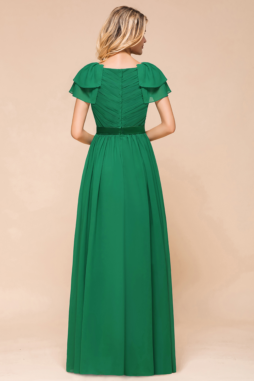 Grünes Brautjungfernkleid Günstig | Brautjungfernkleider Lang Chiffon