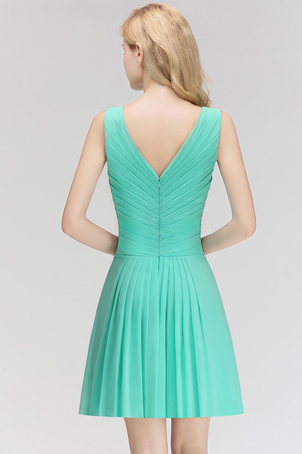 Kurze Brautjungfernkleider Mint | Chiffon Kleider Günstig-Misshow.de