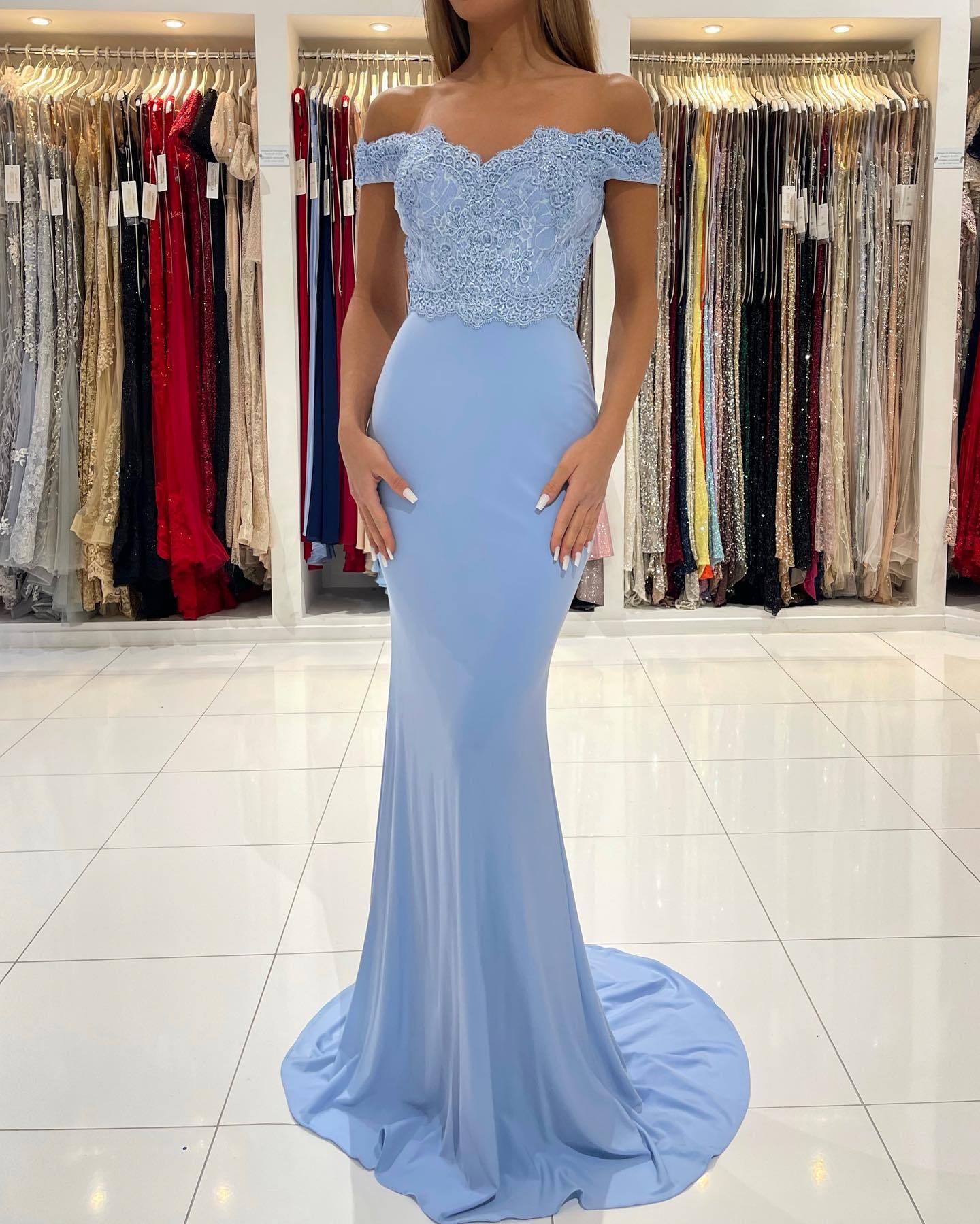 Blaues Abiballkleid Lang | Abendkleider mit Spitze