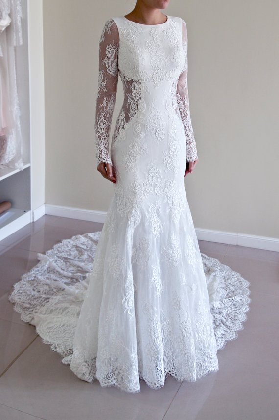 Günstig Weiße Hochzeitskleider Spitze Günstig Meerjungfrau Brautkleider Online Kaufen