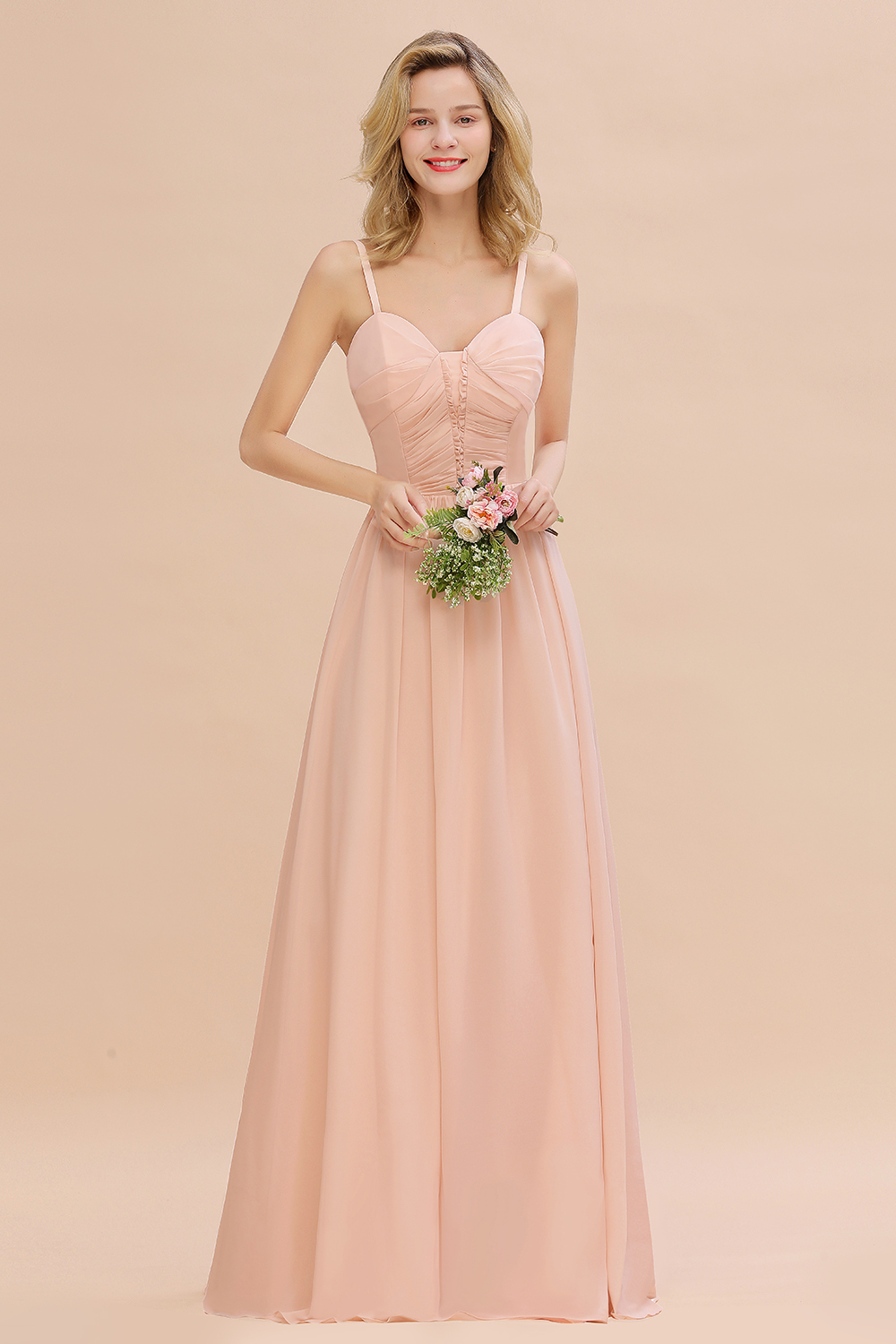 Brautjungfernkleider Lang Rosa | Chiffon Kleider Günstig Online