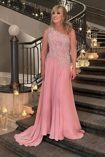 Fashion Brautmutterkleider Lang Rosa | Kleid für Brautmutter Chiffon