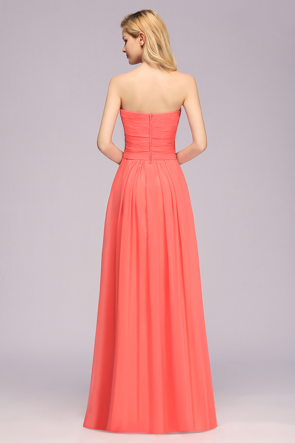 Organge Brautjungfernkleider Lang Günstig | Chiffon Kleider Online