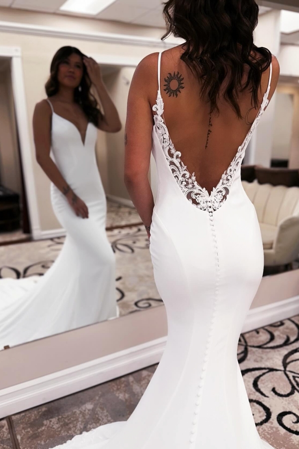 Schlichte Hochzeitskleider Mit Spitze | Brautkleider Meerjungfrau