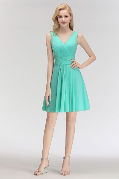 Kurze Brautjungfernkleider Mint | Chiffon Kleider Günstig