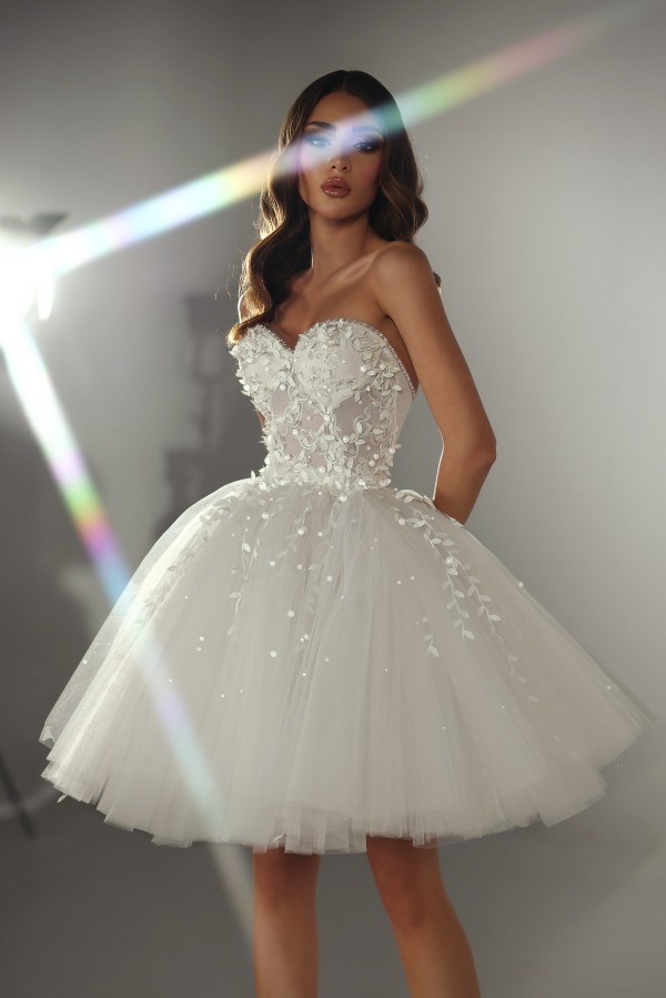 Elegante Hochzeitskleider A Linie kurz Brautkleider mit Spitze-Misshow.de