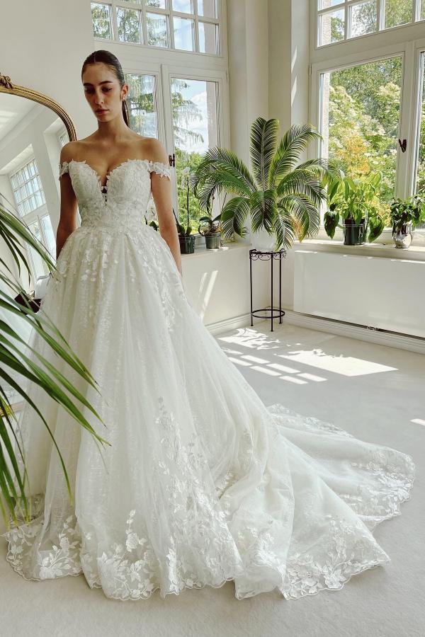 Elegante Hochzeitskleid A linie Spitze | Brautkleid Online Kaufen