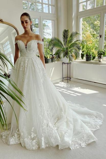 Elegante Hochzeitskleid A linie Spitze | Brautkleid Online Kaufen
