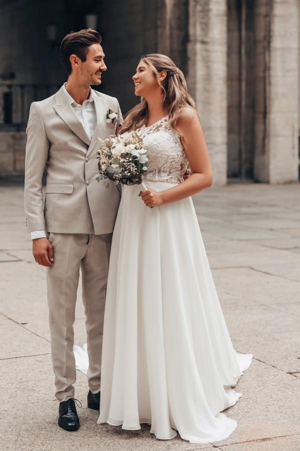 Designer Brautkleider Lang Schlicht | Hochzeitskleider Günstig Online