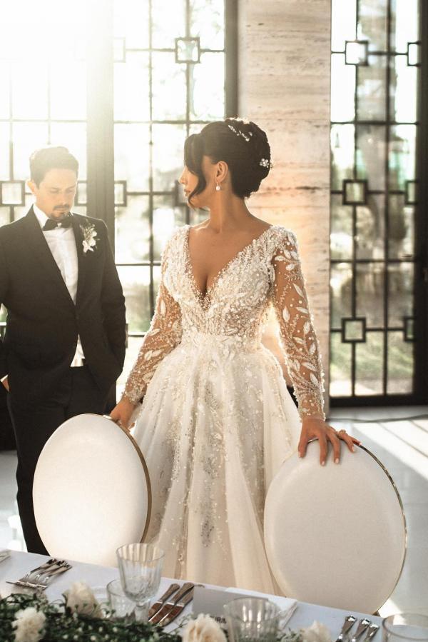 Modern Hochzeitskleider mit Ärmel | Brautkleider A Linie Spitze