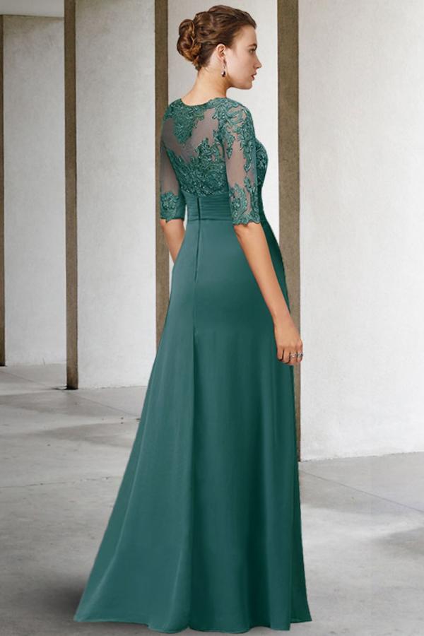 Brautmutterkleider Lang Grün | Chiffon Kleider für Brautmutter-Misshow.de