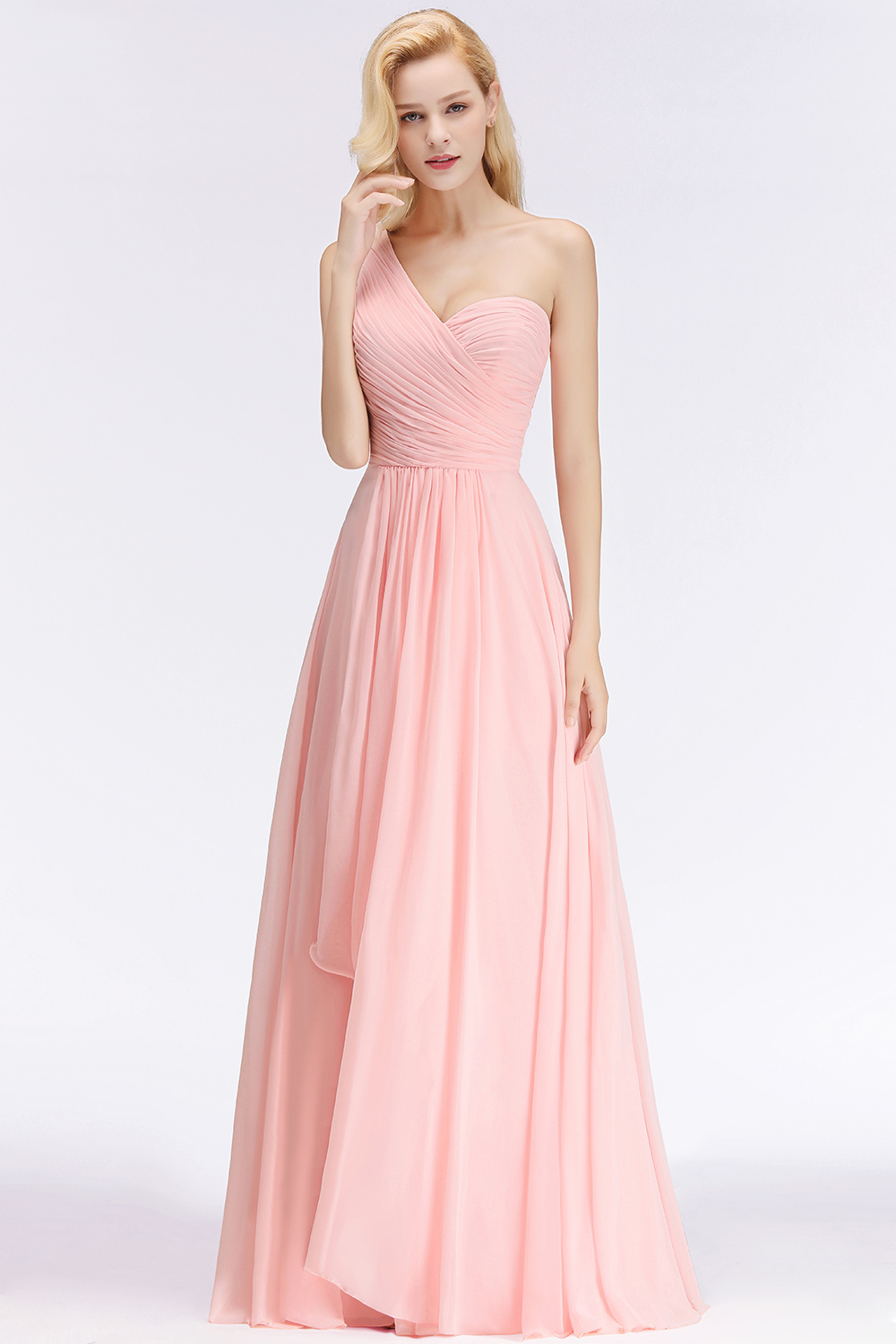 Elegante Rosa Brautjungfernkleider Günstig Chiffon Etuikleider Online