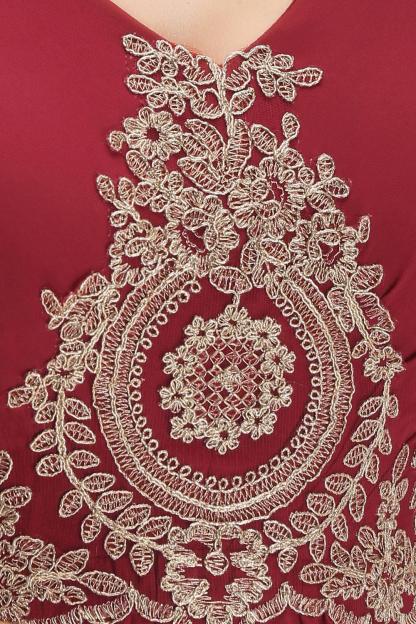 Abendkleid Lang V Ausschnitt | Abiballkleider Weinrot