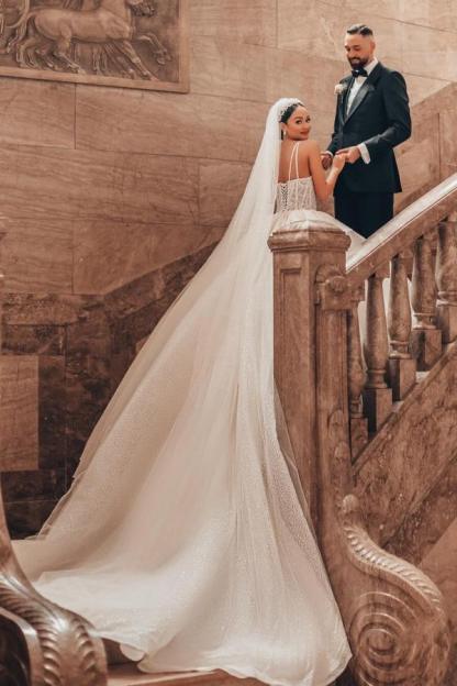 Vintage Hochzeitskleider A Linie | Spitze Brautkleider mit Glitzer