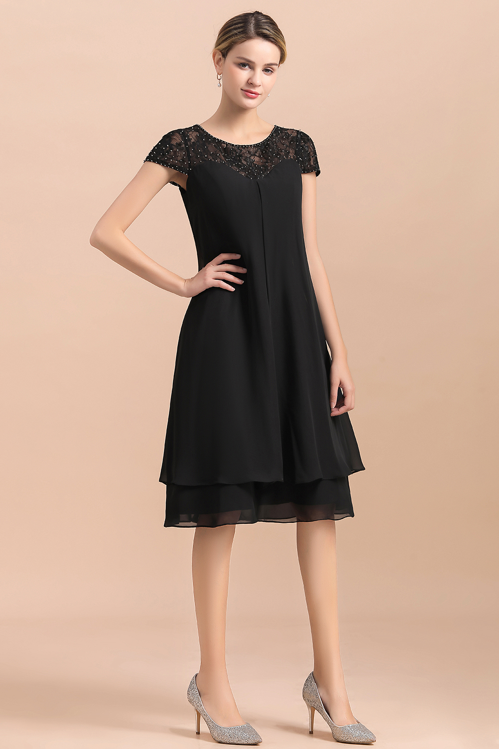 Schöne Brautmutterkleider Kurz Schwarz | Brautmutterkleid Günstig-Misshow.de