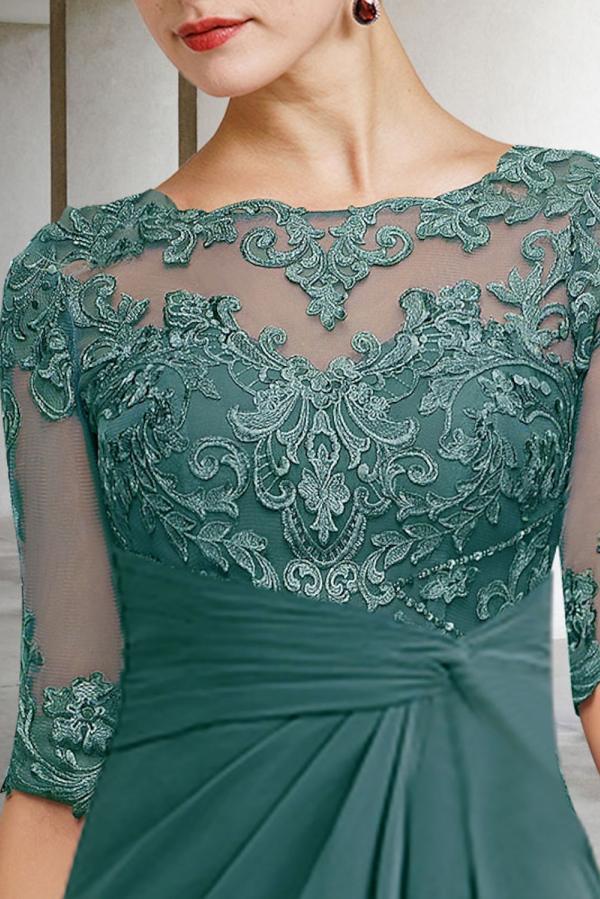 Brautmutterkleider Lang Grün | Chiffon Kleider für Brautmutter