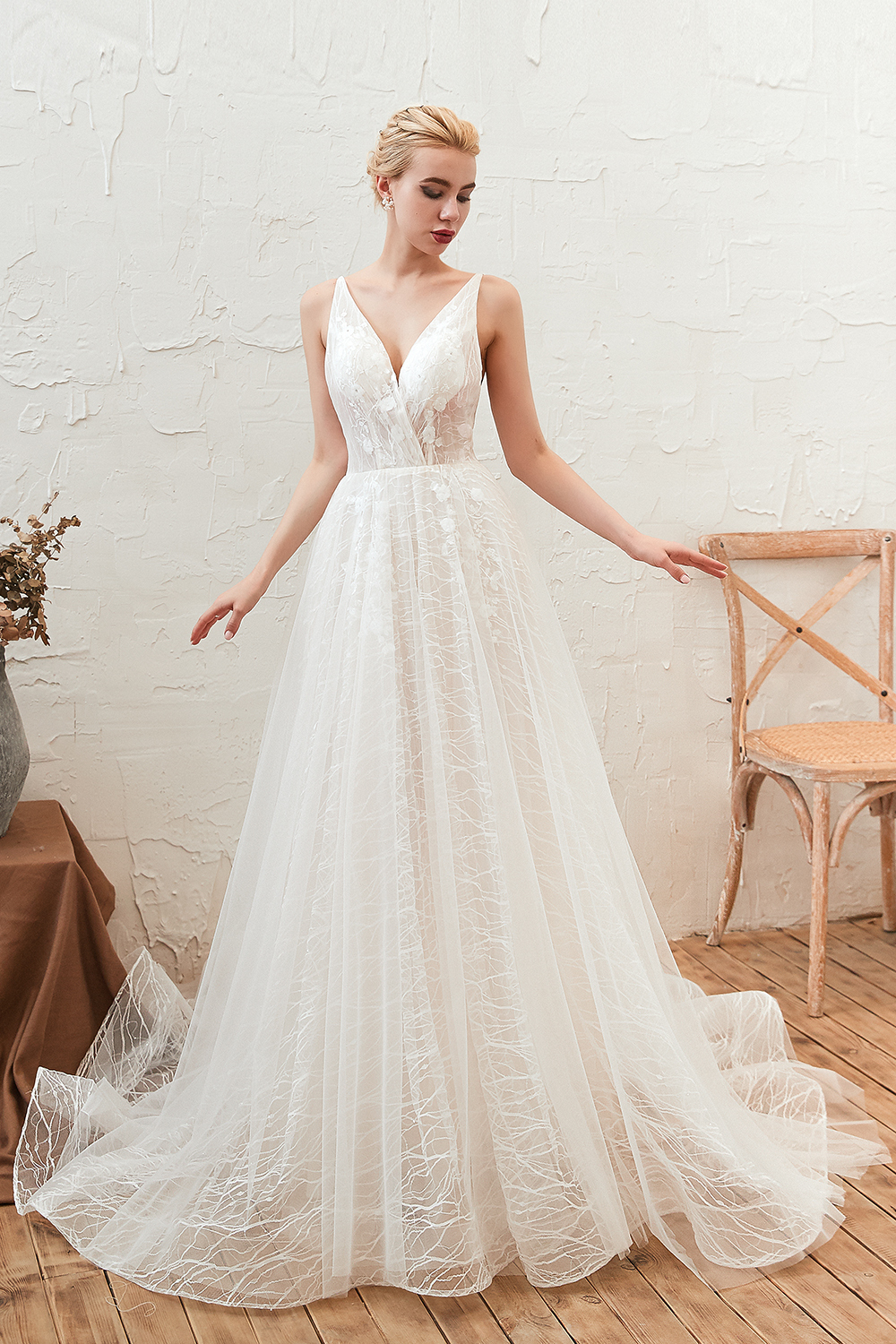 Boho Hochzeitskleid A Linie | Schlichte Brautkleider Günstig Online