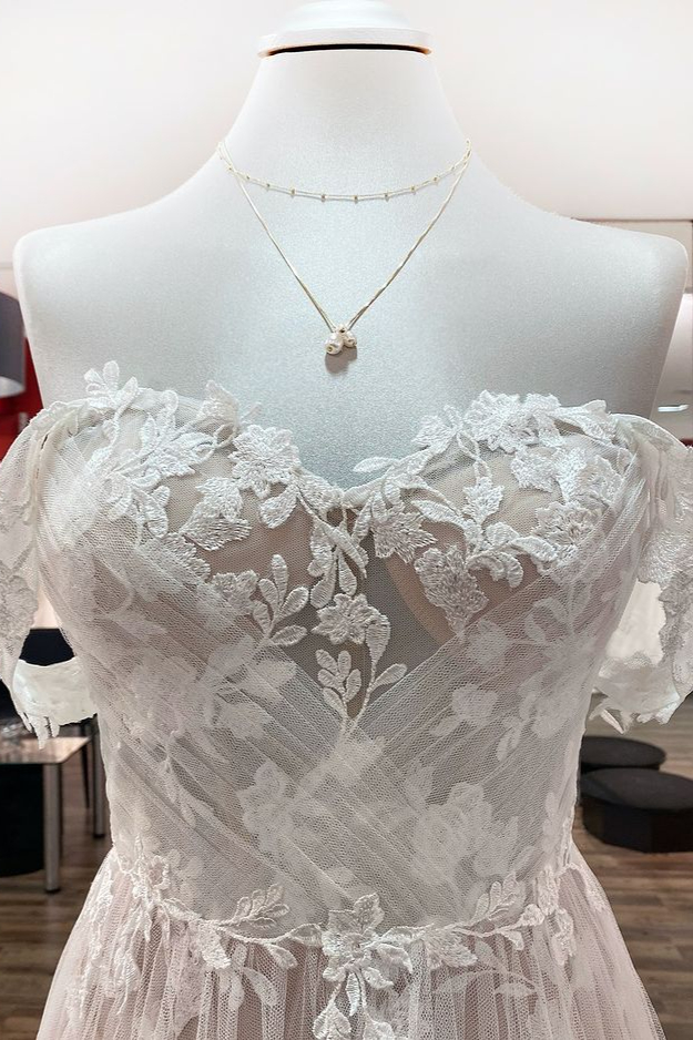 Boho Hochzeitskleider A Linie Spitze | Brautkleider Günstig-Misshow.de