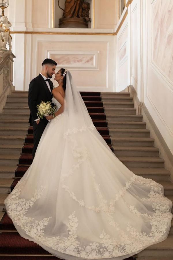 Elegante Brautkleider A Linie | Hochzeitskleider mit Spitze-Misshow.de