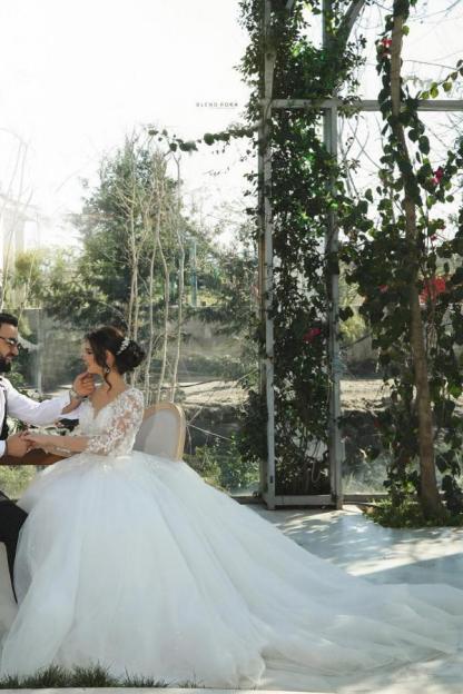 Elegante Hochzeitskleider mit Ärmel | Brautkleider A Linie Spitze