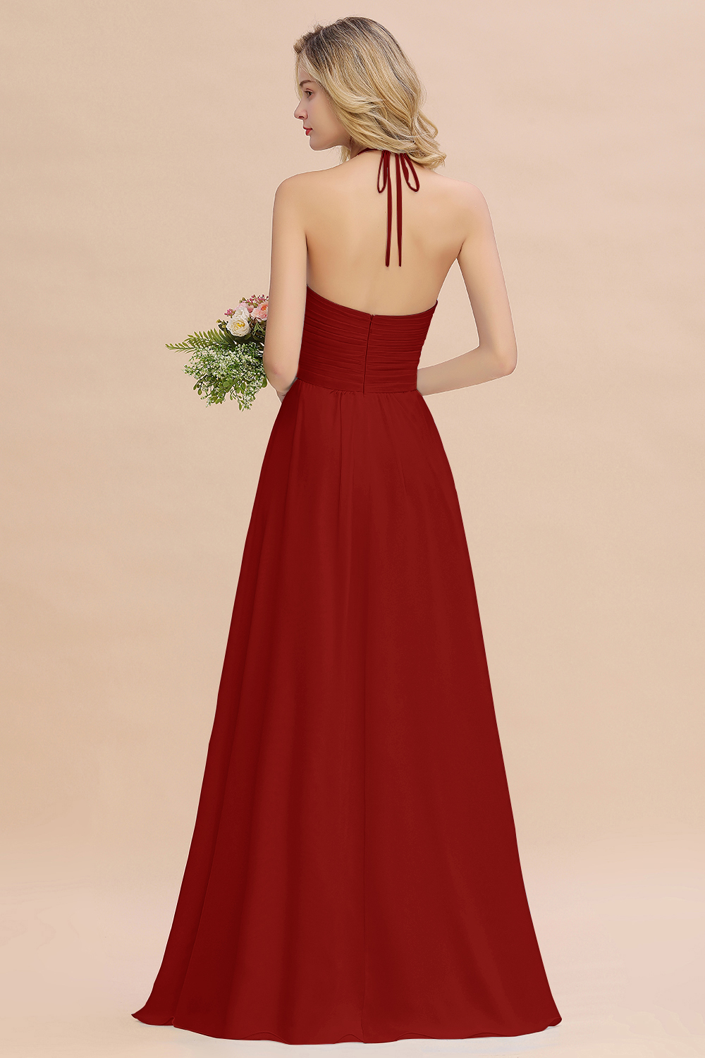 Blaues Brautjungfernkleid Chiffon | Brautjungfernkleider Lang Günstig-Misshow.de