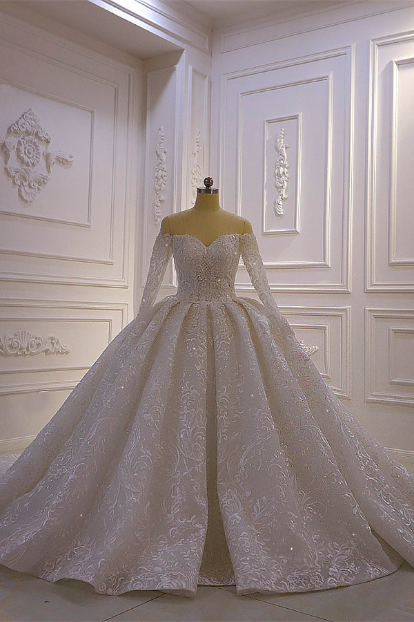 Brautkleider mit Langem Arm | Silbernes Hochzeitskleid