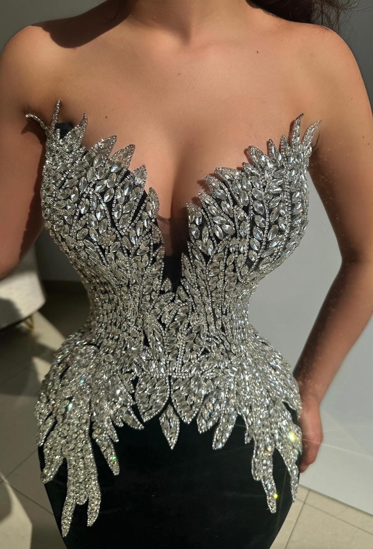 Fashion Abendkleider Lang Schwarz Ballkleider Abiballkleider Mit Glitzer-Misshow.de