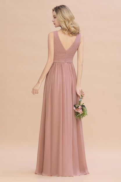 Günstige Brautjungfernkleider Altrosa | Chiffon Kleider Abendmoden Online