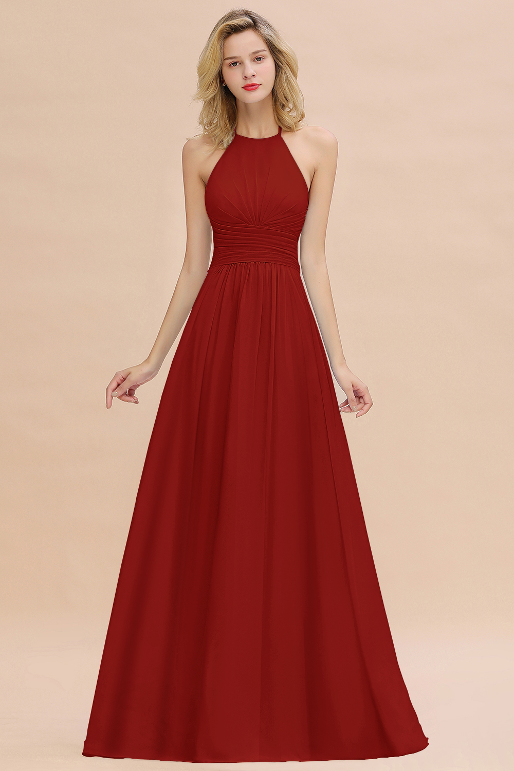Blaues Brautjungfernkleid Chiffon | Brautjungfernkleider Lang Günstig-Misshow.de