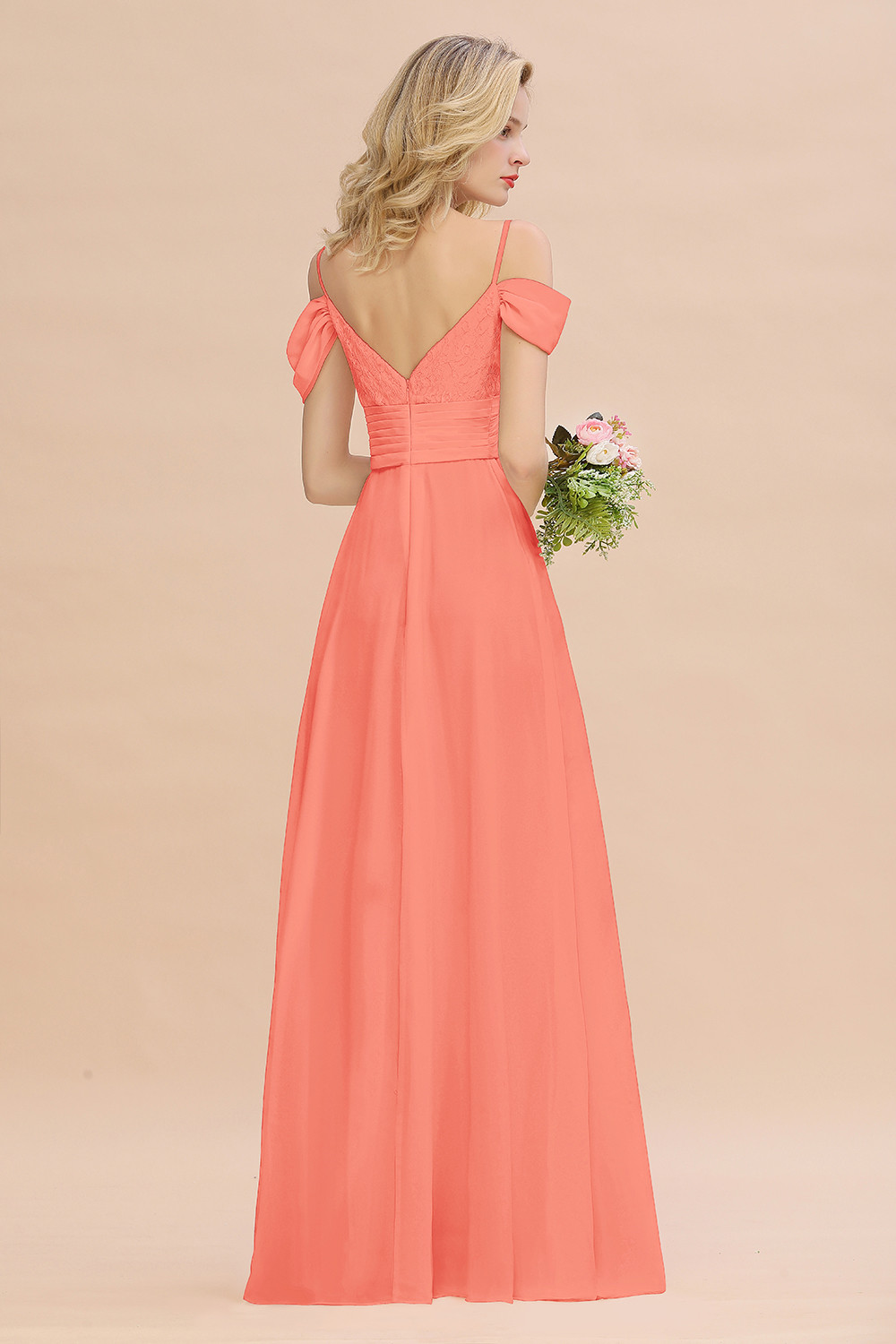 Brautjungfernkleider Lang Rosa | Chiffon Kleider Abendmoden-Misshow.de