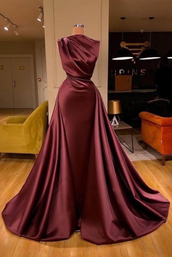 Schlichte Abendkleider Lang Weinrot Ballkleider Günstig