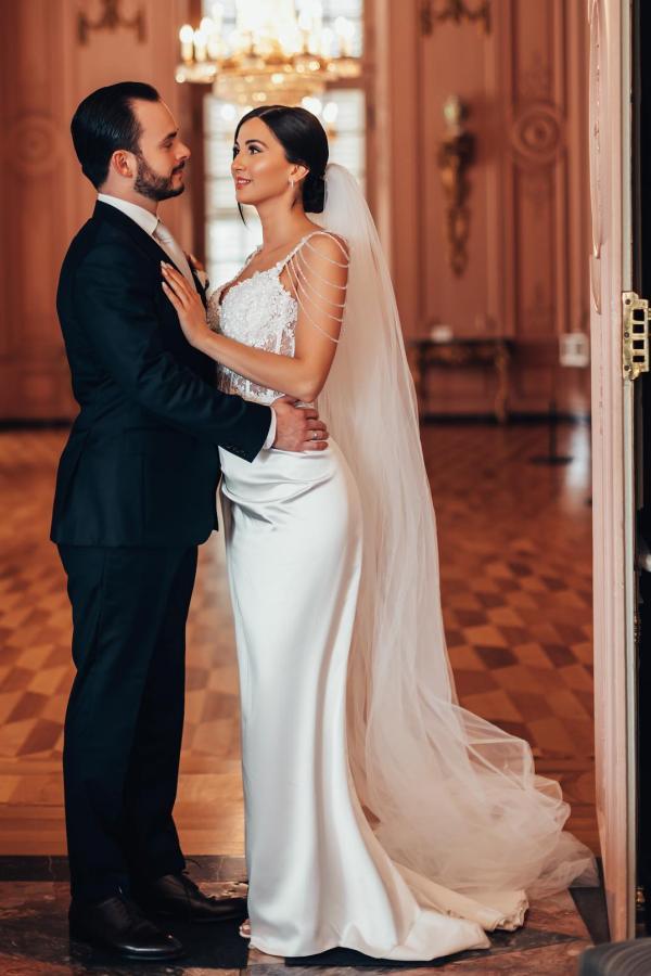 Satin Brautkleider Meerjungfrau | Hochzeitskleider mit Spitze