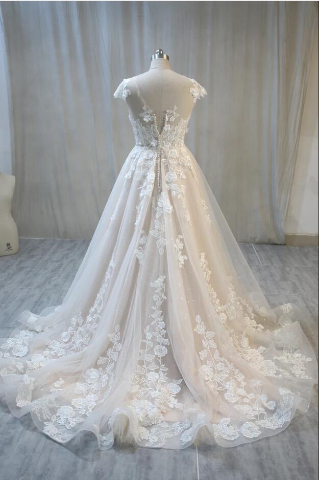 Hochzeitskleider Standesamt | Spitze Brautkleid A Linie-Misshow.de