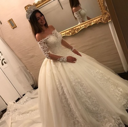 Luxury Brautkleider Spitze Mit Lange Ärmel Prinzessin Hochzeitskleider Günstig Online
